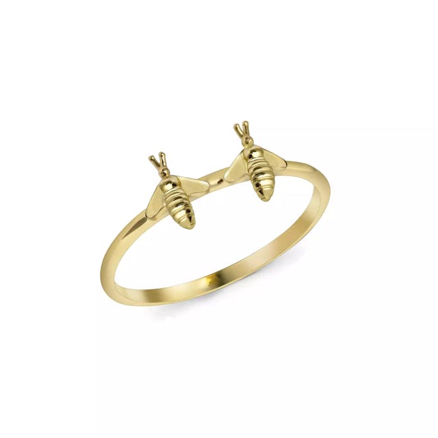 ANEL BABY 2 BEES EM OURO AMARELO 18K