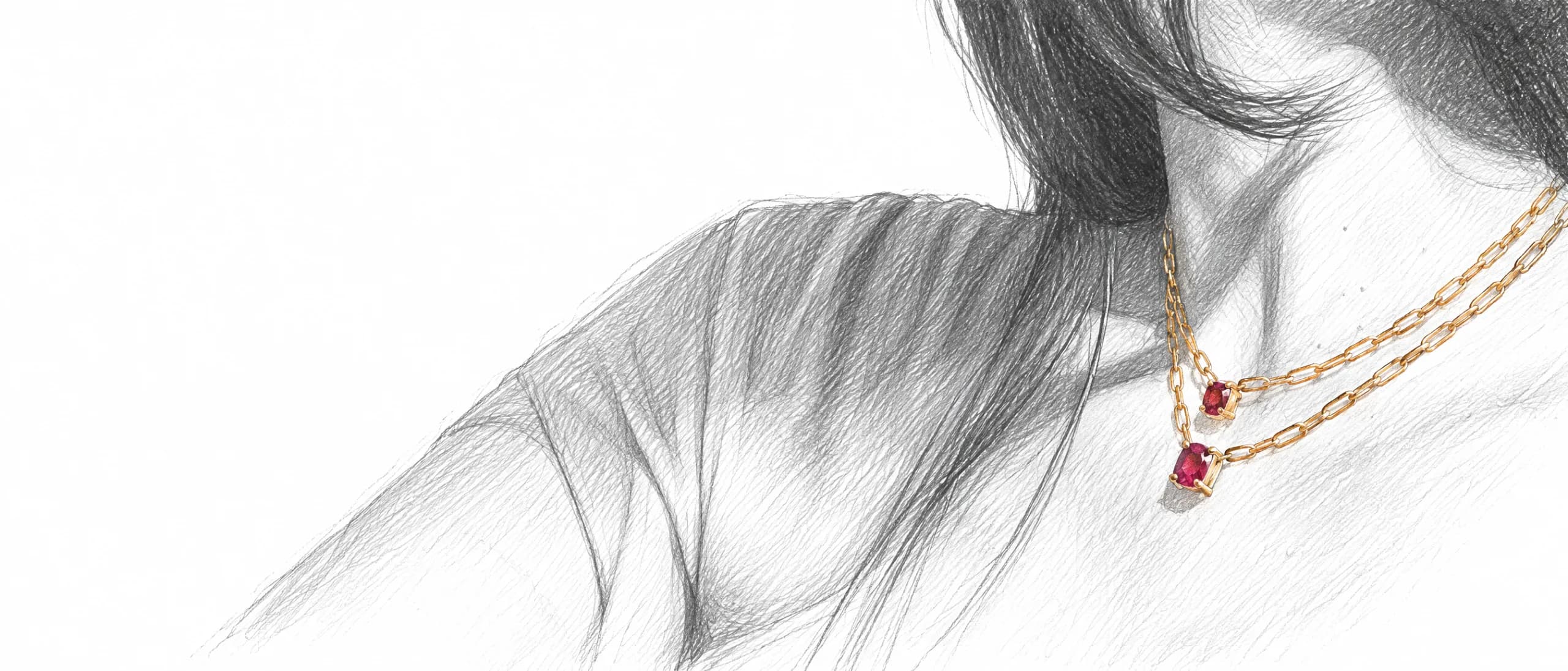 Glow Up, em desenho: o traço a grafite e a joia em cor