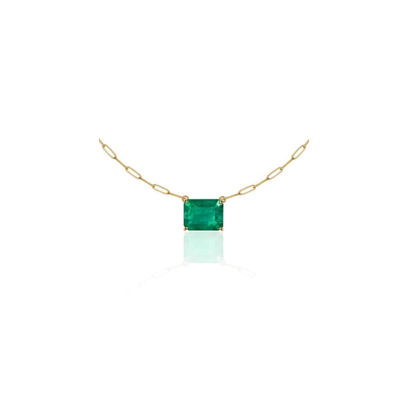 Colar em Ouro Amarelo Corrente Cartier e Esmeralda Retangular - Glow Up (Aprox. 10MM)