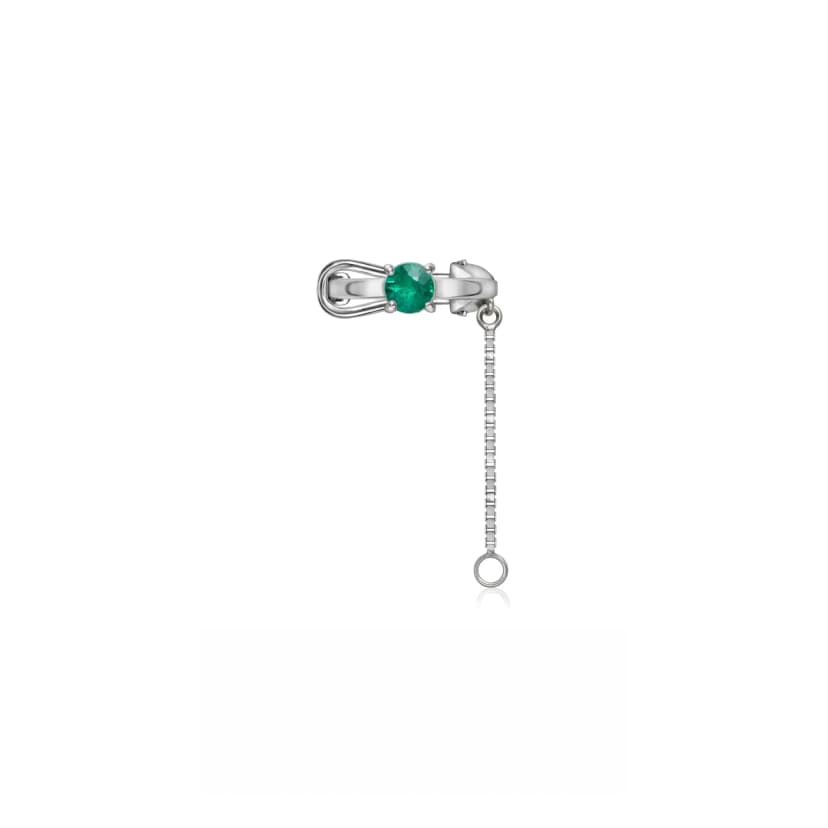 Piercing Jardins Suspensos Ouro Branco - Esmeralda Retangular e Franja