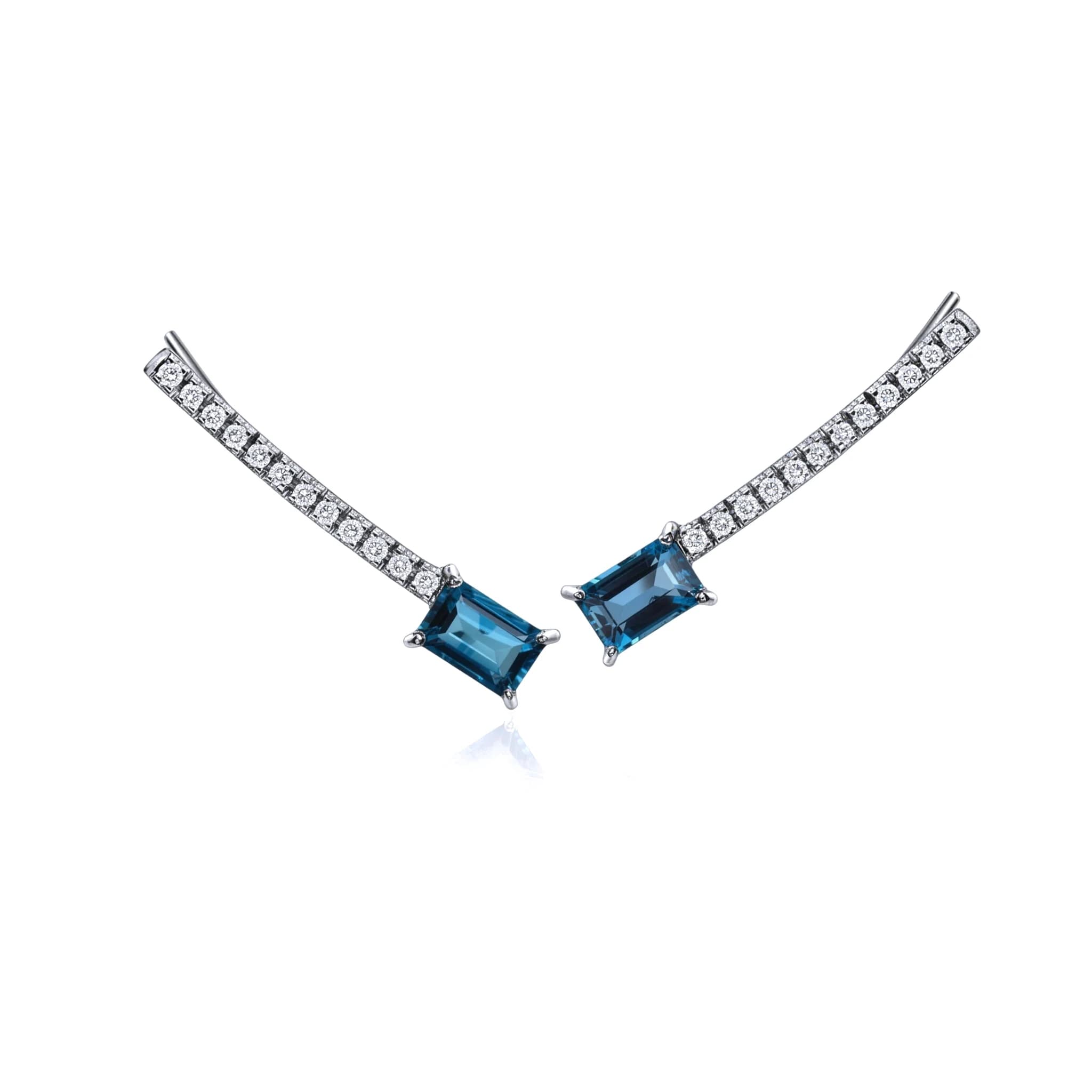 Earcuff Jardins Suspensos Ouro Branco - London e Diamantes