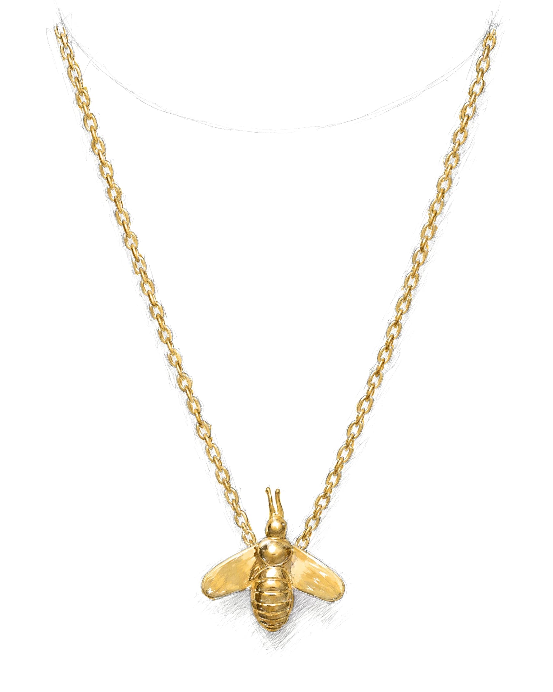 Desenho da Choker Single Abelhinha em Ouro 18K