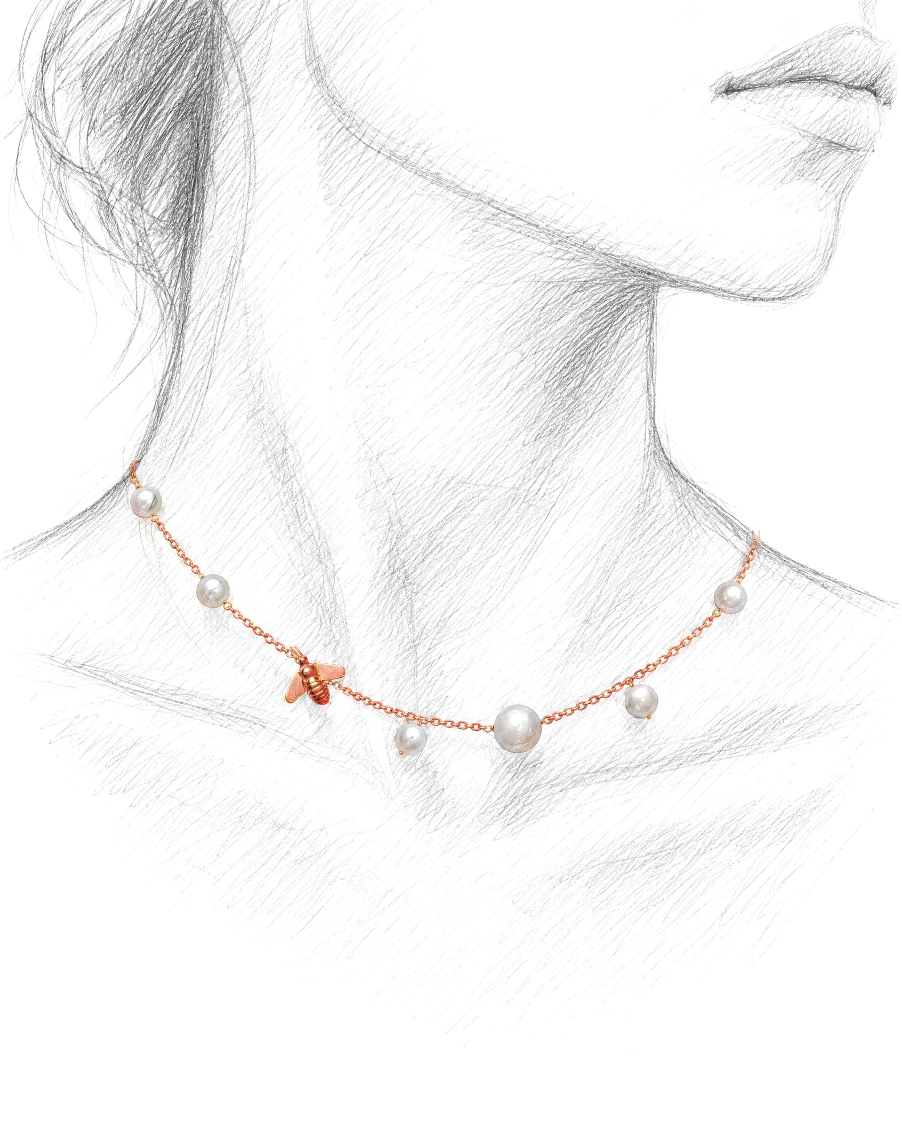 Estudo da Choker Bee Ouro Rosa no corpo