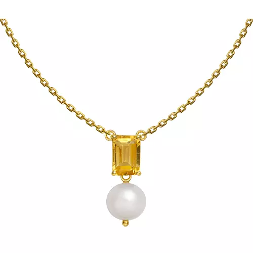 CHOKER AFFETTO DE CITRINO E PÉROLA EM OURO AMARELO 18K