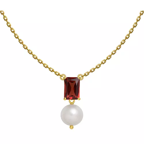 CHOKER AFFETTO DE GRANADA E PÉROLA EM OURO AMARELO 18K