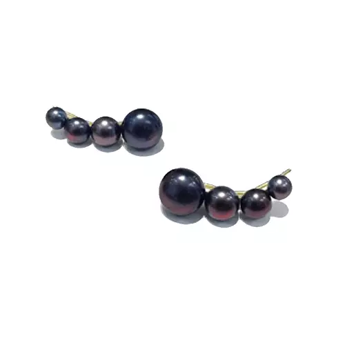 EAR CUFF EM OURO AMARELO 18K COM PÉROLAS NEGRAS CULTIVADAS.