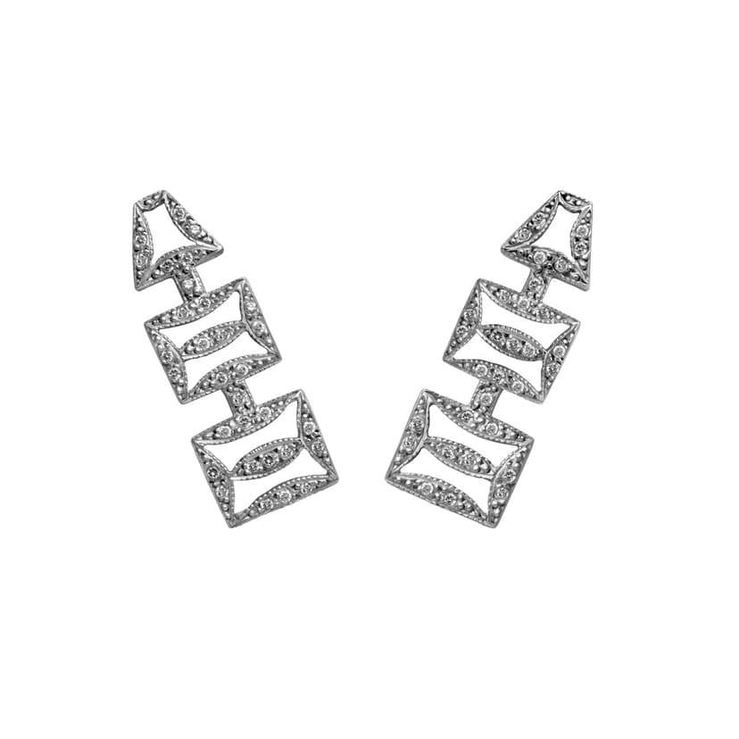 EAR CUFF APRENDIZADO EM OURO BRANCO 18K COM DIAMANTES.