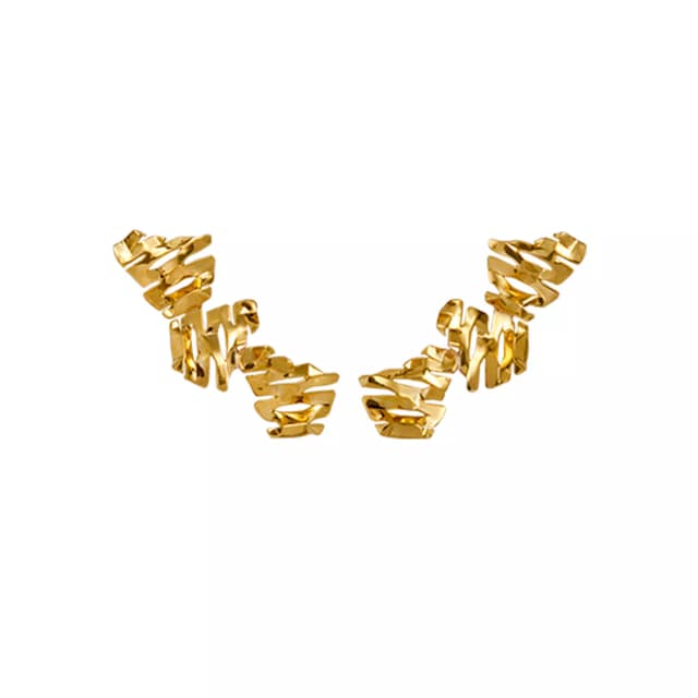 EAR CUFF HONEYCOMB EM OURO AMARELO