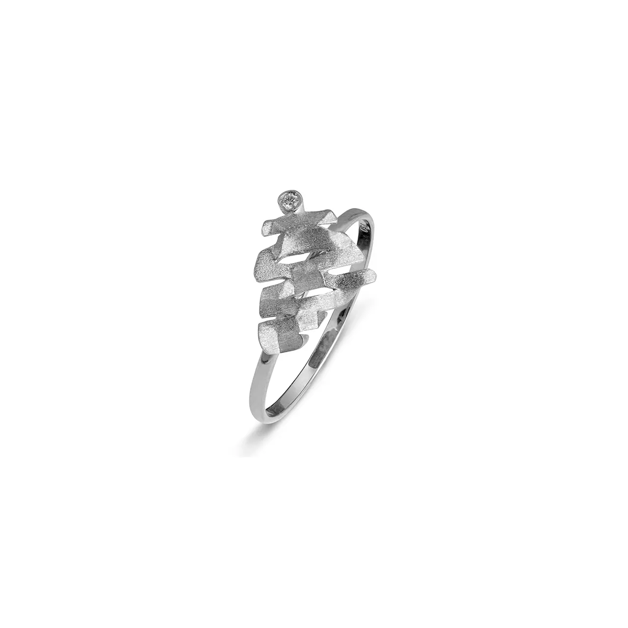 Anel Favinho - Honeycomb - Diamante e Ouro Branco