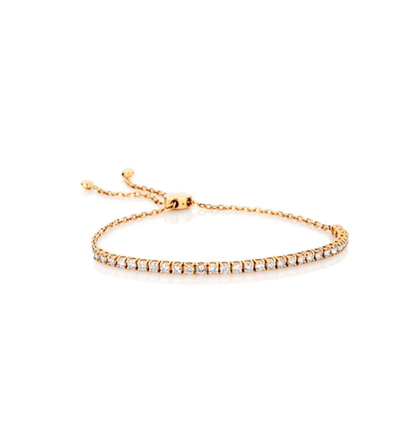 PULSEIRA RIVIERA EM AMARELO COM DIAMANTES E FECHO BOLA