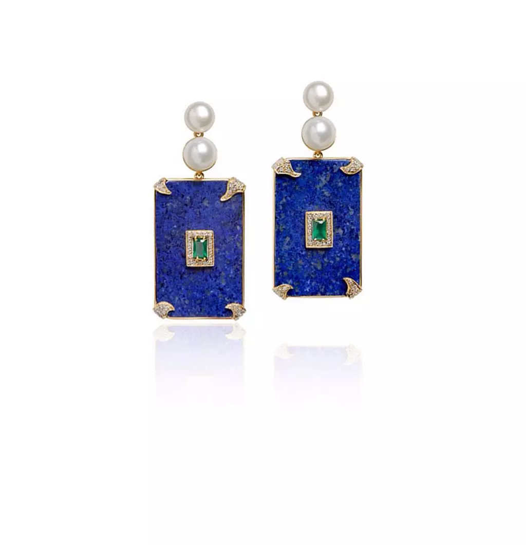 BRINCO DE PéROLAS, LAPIS LAZULI, DIAMANTES E ESMERALDAS