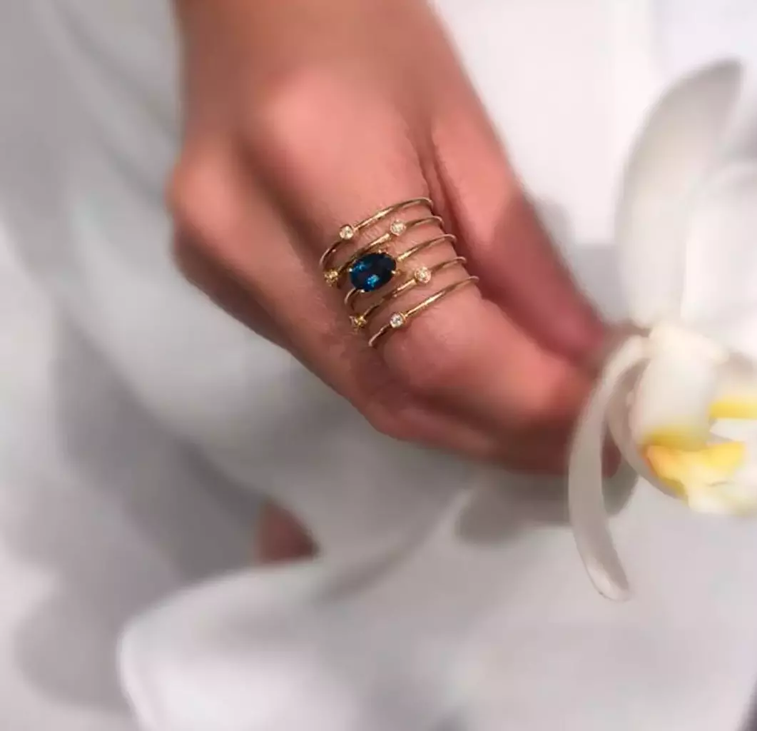 Anel Colors "5 Aros" - Ouro Amarelo 18K com Topázio London