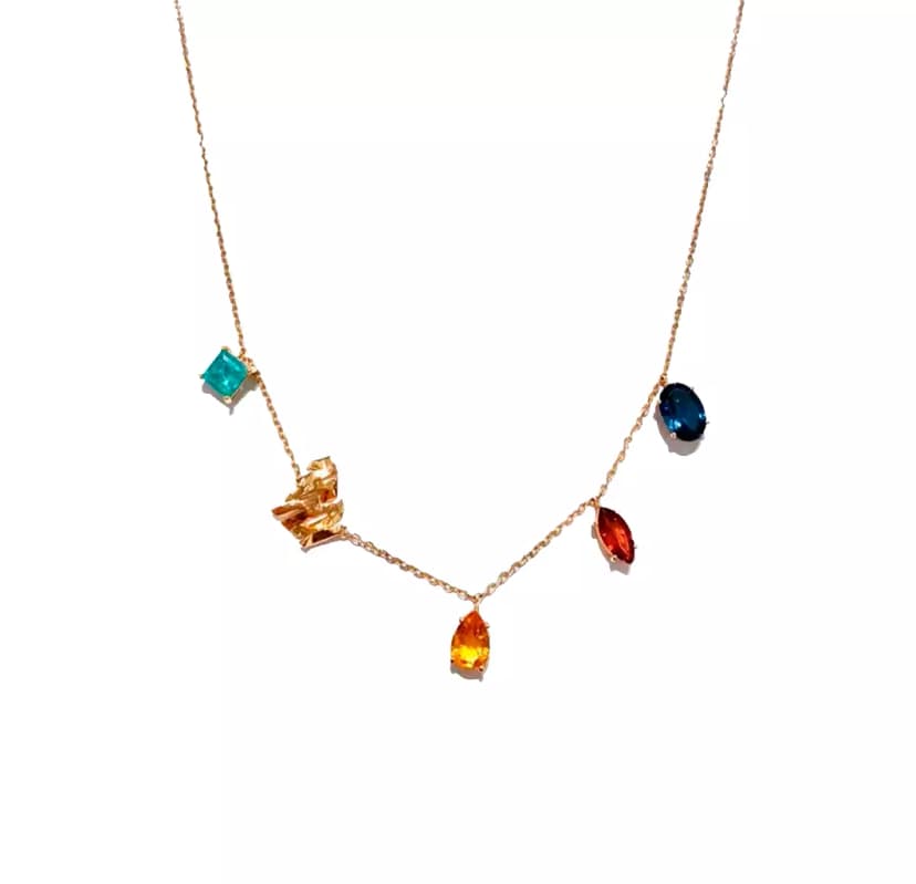 COLAR COLORS EM OURO ROSA 18K COM GEMAS DE COR E DIAMANTE