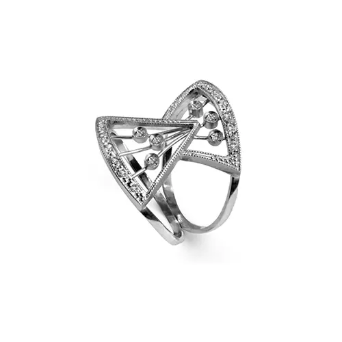 ANEL EYWA EM OURO BRANCO 18K COM DIAMANTES.
