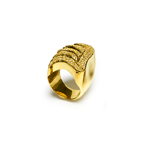 ANEL FLY EM OURO AMARELO 18K COM DIAMANTES.