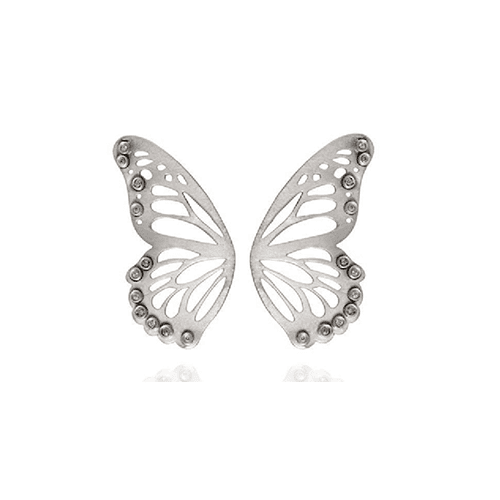 BRINCO FLY EM OURO BRANCO E DIAMANTES