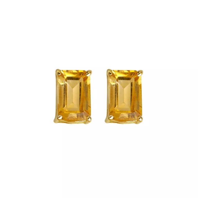 BRINCO BAMBINA (SOLITÁRIO) DE CITRINO PEQUENO EM OURO AMARELO
