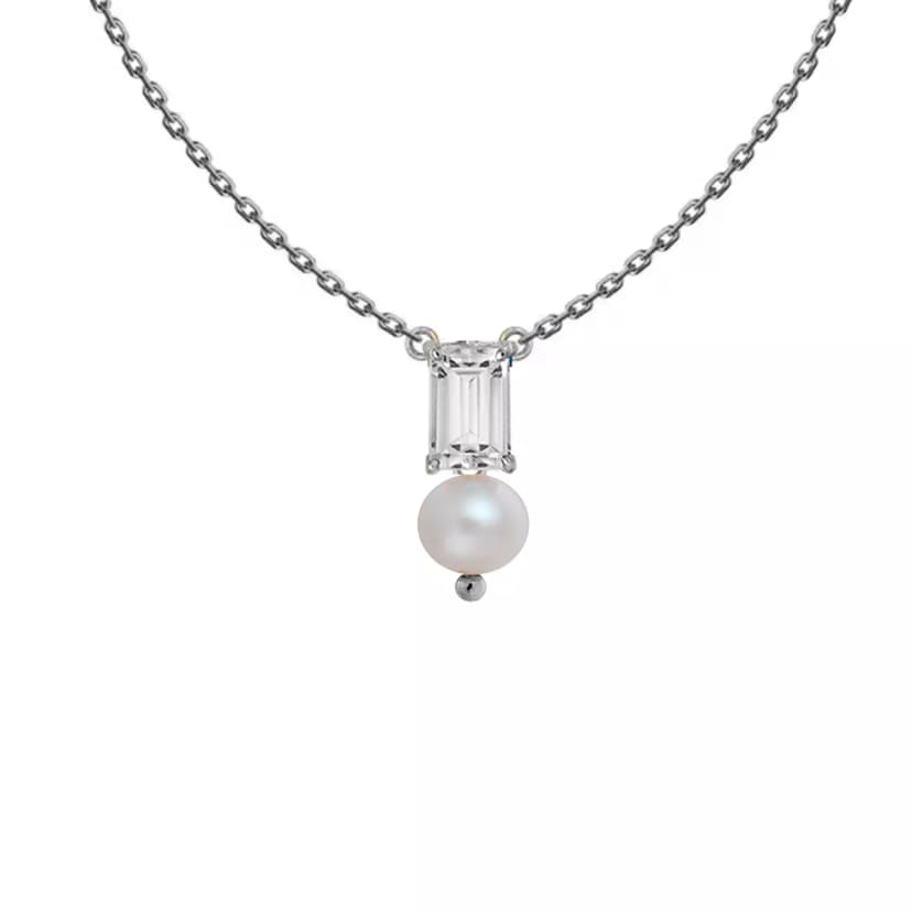 CHOKER AFFETTO DE CRISTAL E PÉROLA EM OURO BRANCO 18K