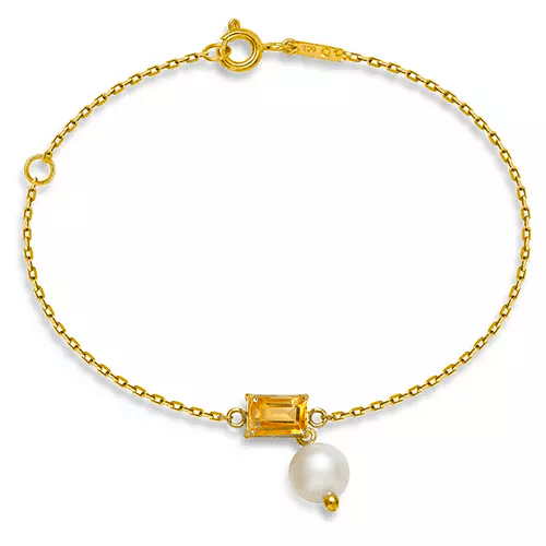 PULSEIRA BAMBINA EM CITRINO EM OURO AMARELO 18K