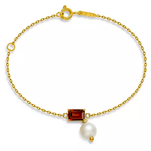 PULSEIRA BAMBINA EM GRANADA EM OURO AMARELO 18K