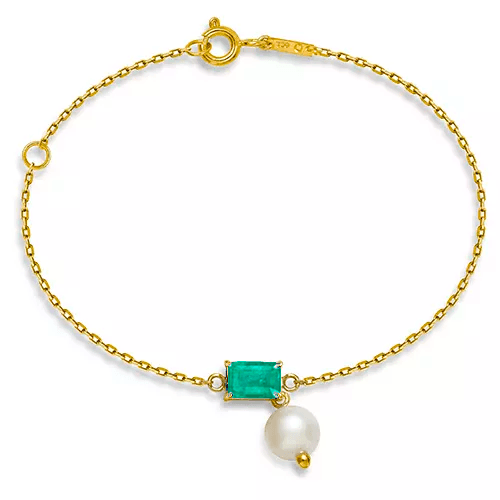 PULSEIRA BAMBINA ESMERALDA EM OURO AMARELO 18K