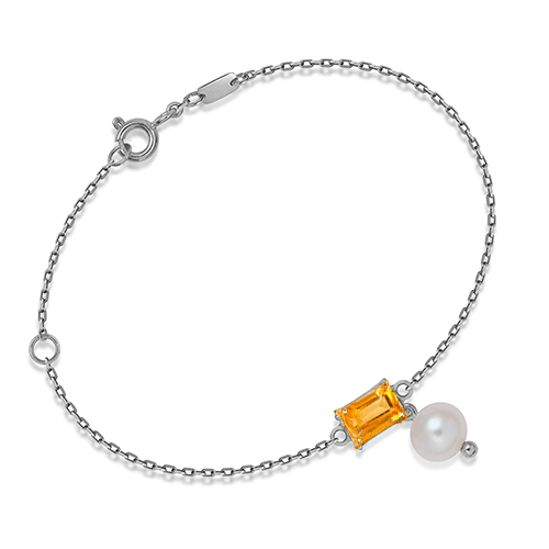 PULSEIRA BAMBINA EM CITRINO EM OURO BRANCO 18K