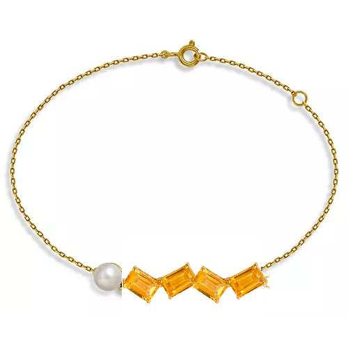 PULSEIRAS AFFETTO DE CITRINO E PÉROLA EM OURO AMARELO 18K