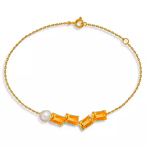 PULSEIRAS AFFETTO DE CITRINO E PÉROLA EM OURO AMARELO 18K