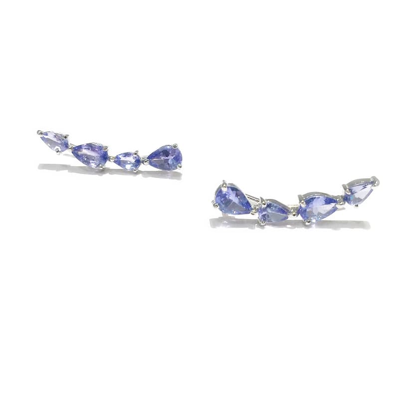 EAR CUFF TANZANITA EM OURO BRANCO