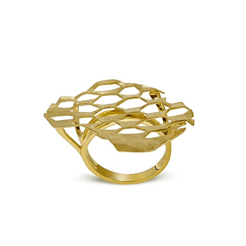 Anel Honeycomb - Ouro Amarelo