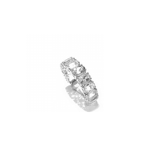 Aliança Rainbow Ouro Branco - Cristal Oval