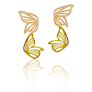 BRINCO FLAPPING EM OURO 18K, ROSA E AMARELO COM DIAMANTES.