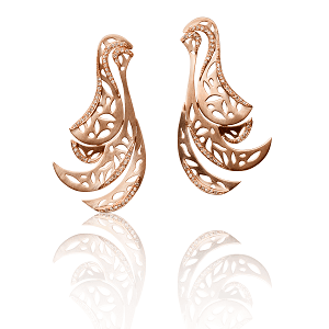 BRINCO WINGS EM OURO ROSÊ 18K, COM DIAMANTES.
