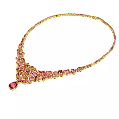 COLAR DE 95 GEMAS DE TURMALINA ROSA (FREDO)