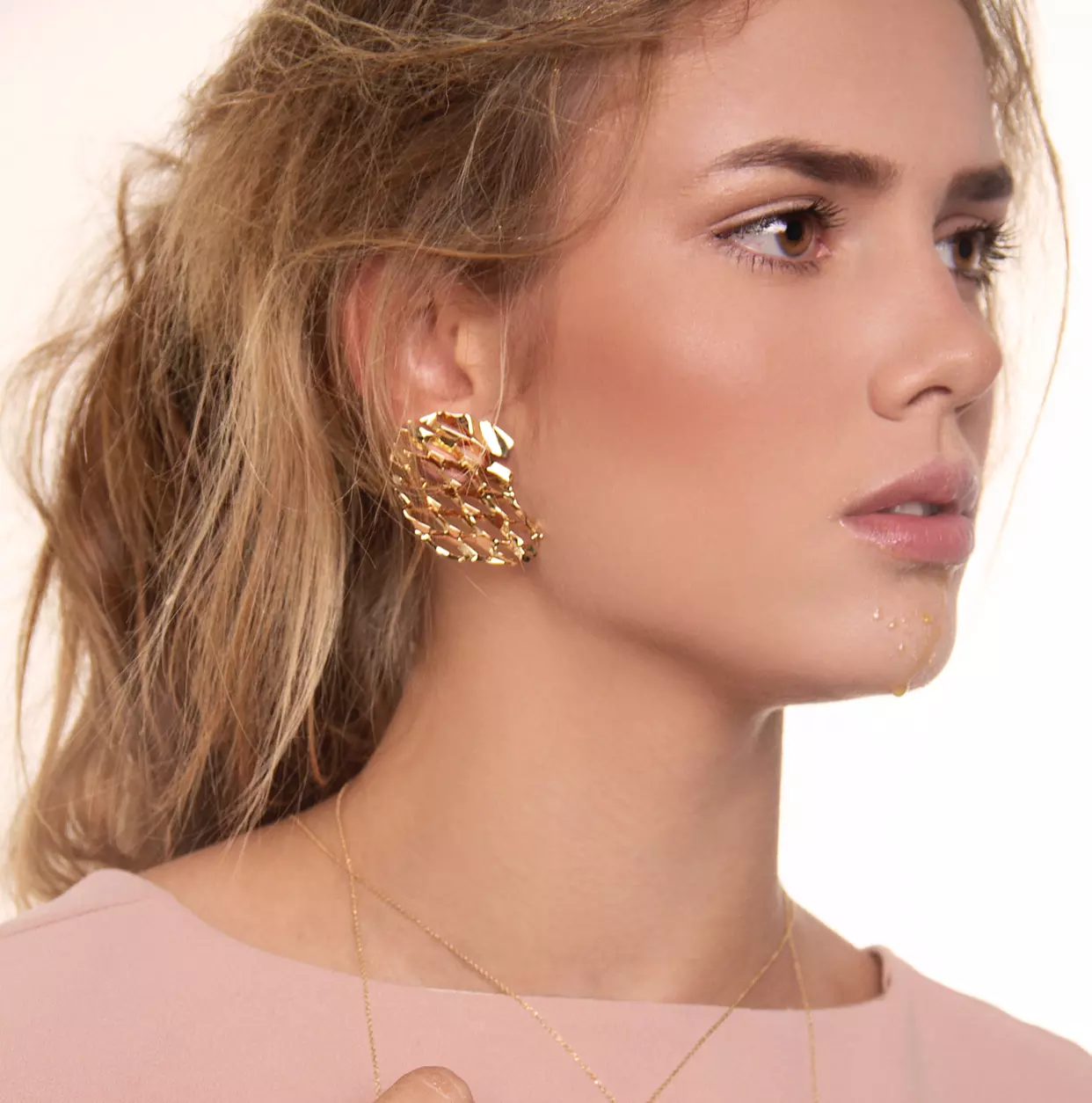Brinco Favo - Honeycomb Ouro Amarelo