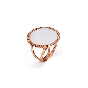 ANEL ROPE, EM OURO ROSA 18K, COM ÁGATA BRANCA.