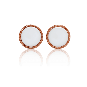 BRINCO ROPE, EM OURO ROSA 18K COM ÁGATA BRANCA.