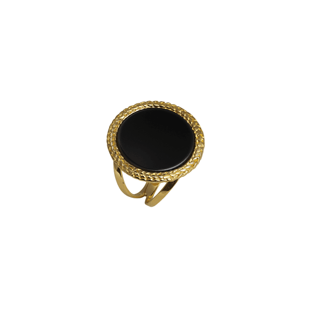 ANEL ROPE EM OURO AMARELO 18K, COM ÔNIX.