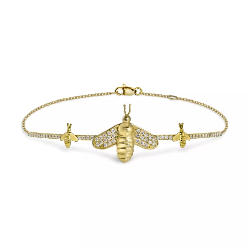 PULSEIRA QUEEN BEE EM OURO 18K COM DIAMANTES