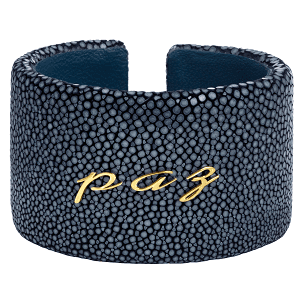 BRACELETE PAZ EM GALUCHAT E OURO AMARELO 18K.