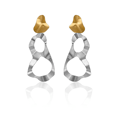 BRINCO FINE EM OURO AMARELO COM APLIQUE VAZADO INSÓLITO EM OURO BRANCO
