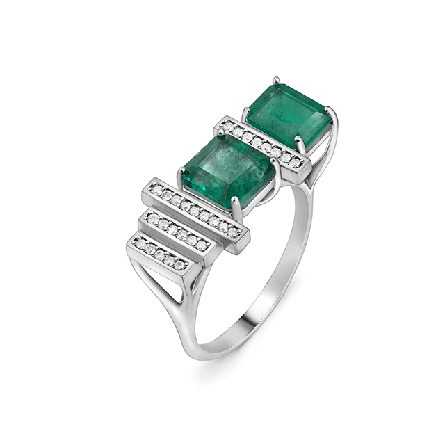 ANEL ESMERALDAS (QUADRADA E RETANGULAR) E DIAMANTES