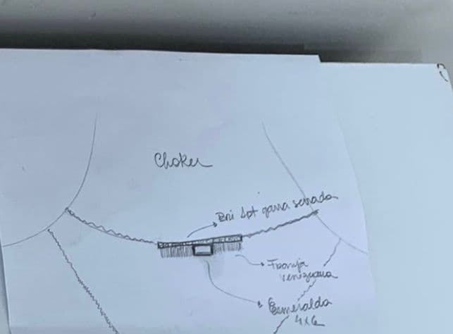 Desenho da Choker Jardins Suspensos Ouro Branco