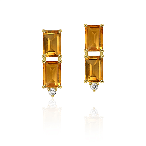 BRINCO VITRAUX COM CITRINO RIO GRANDE E DIAMANTE OURO AMARELO