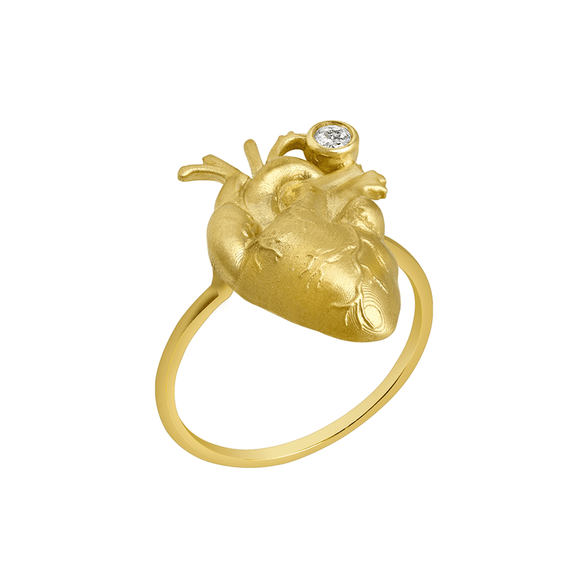 ANEL CORAçãO ORGâNICO GRANDE EM OURO AMARELO 18K - PULSAR