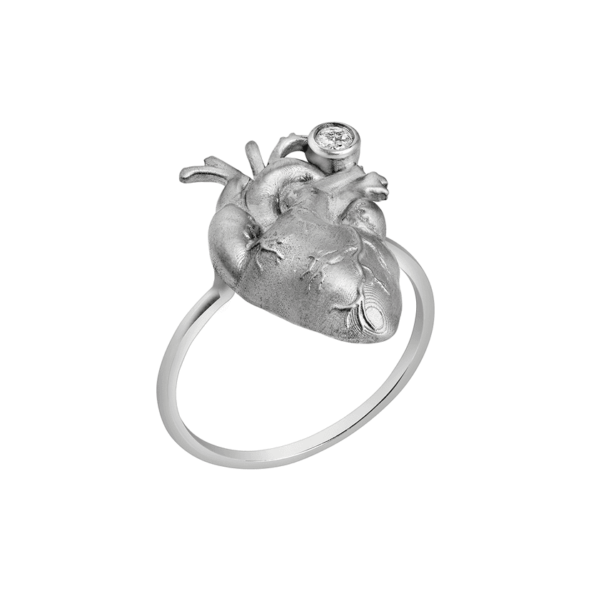 ANEL CORAçãO ORGâNICO GRANDE EM OURO BRANCO 18K - PULSAR