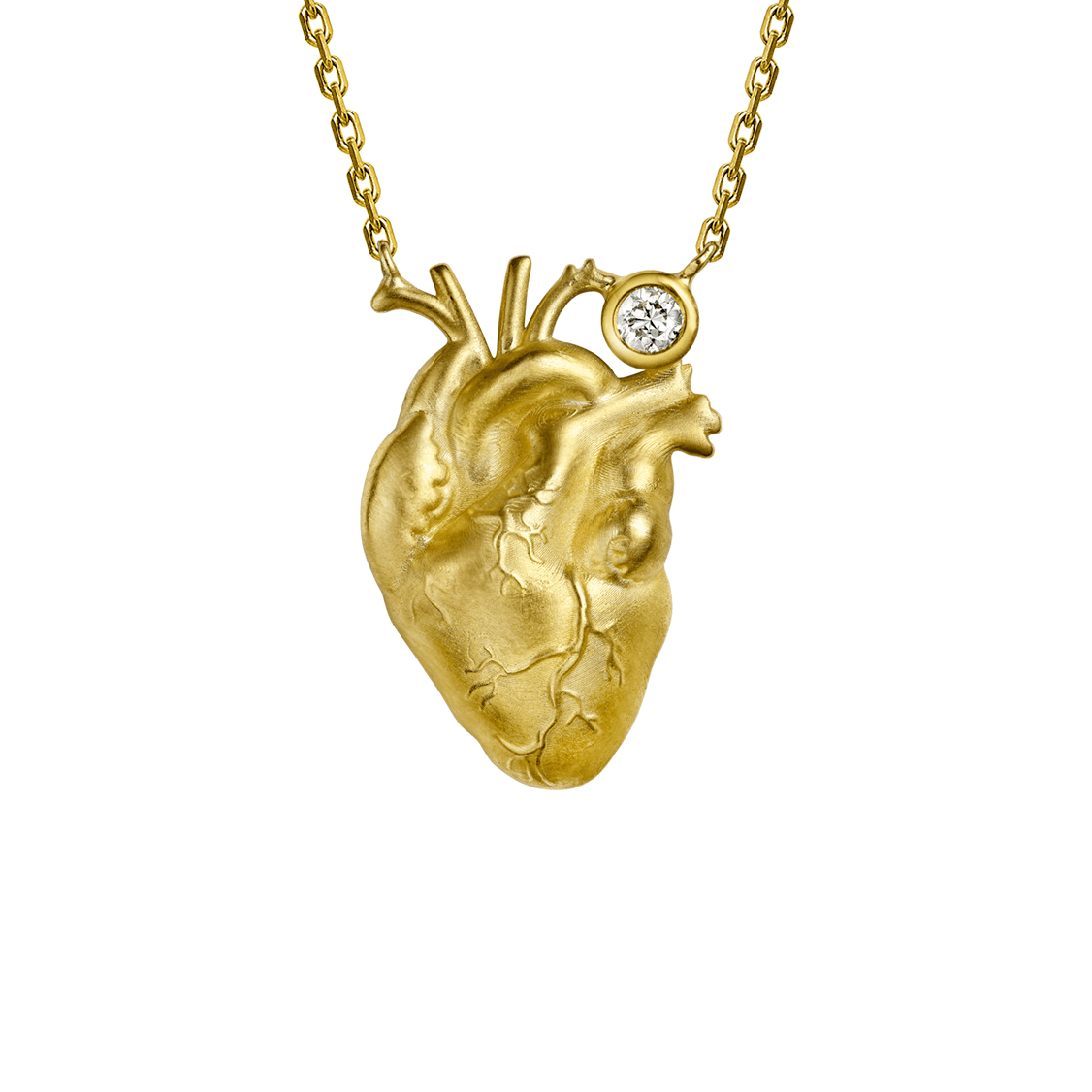 COLAR CORAçãO ORGâNICO GRANDE EM OURO AMARELO 18K - PULSAR