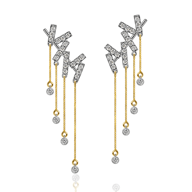EAR CUFF TEMPO - DIAMANTES E FRANJAS - OURO BRANCO E AMARELO