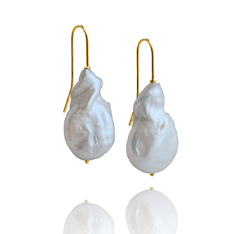 Brinco Drop Singular Pérola Barroca em Ouro Amarelo