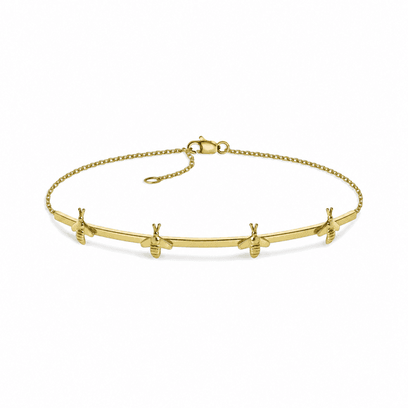 Pulseira Baby Queen Bee com 4 Abelhas sem Diamantes - Ouro Amarelo